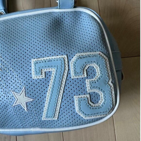 Vintage Roots bowling-style handbag in soft baby blue faux leather - Picture 3 of 8